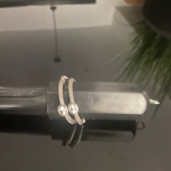 Gently Worn Judith Ripka 925 Clip-On CZ Hoop Earrings - Picture 2 of 2